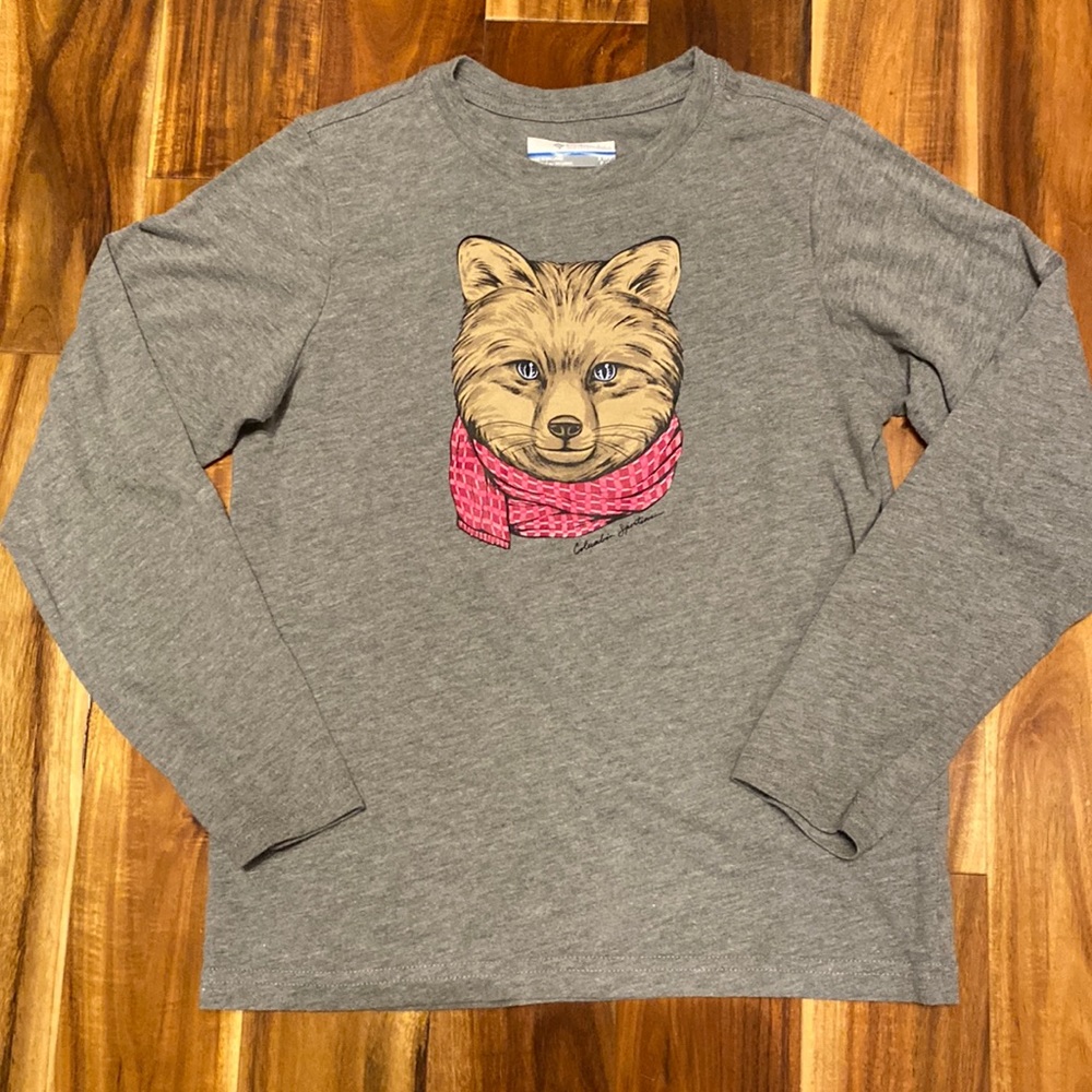 Girl’s Size S(8) Cotton Blend Husky Dog with Pink Scarf T-shirt by Columbia -EUC